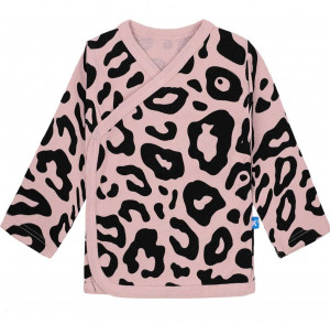 camiseta bebé cruzada leopardo rosa