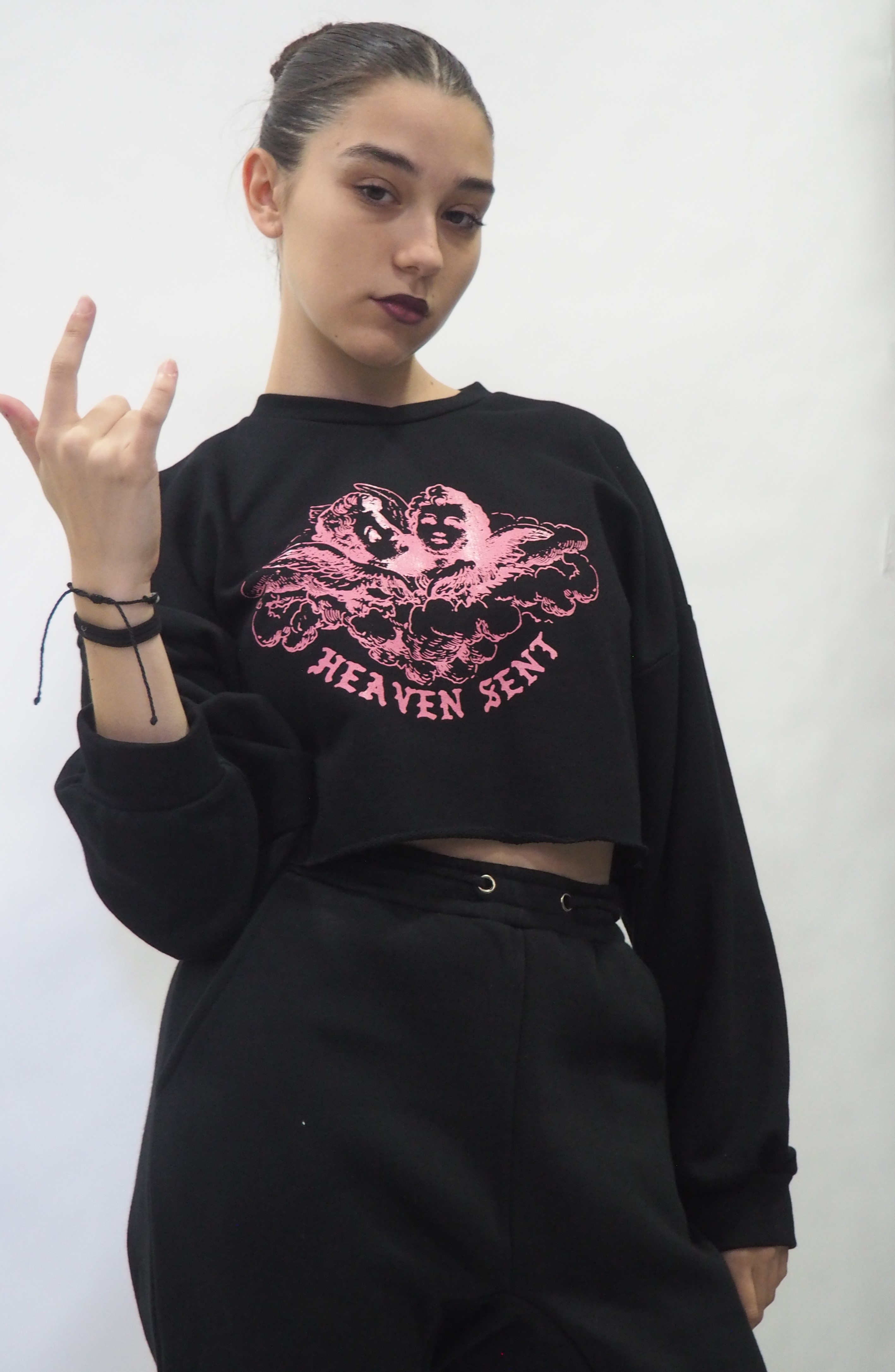 Sudadera mujer crop querubines