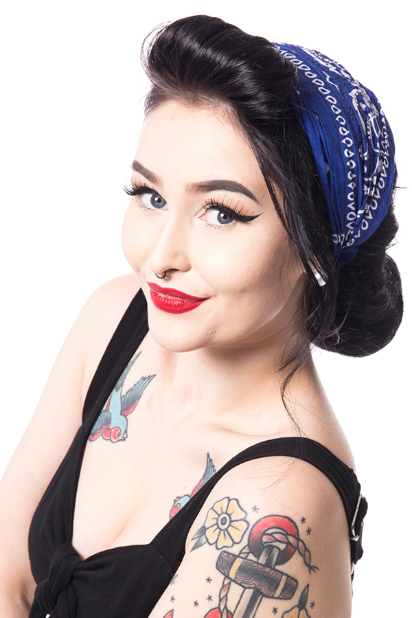 Bandana pelo mujer en azul de la marca Rockabella