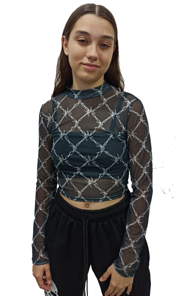camiseta transparente mujer crop espinas