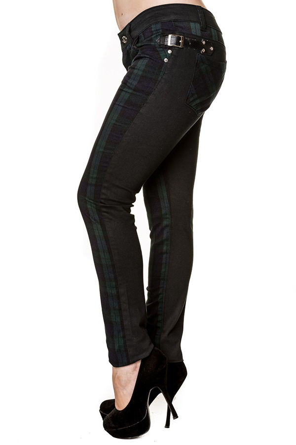 Pantalon mujer jean green tartan punk