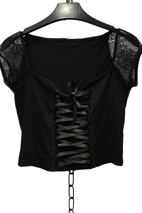 CAMISETA CORSET ENCAJE DE MUJER