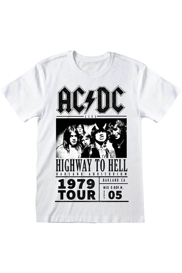 Camiseta blanca AC/DC highway to hell 1979